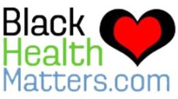 Logo with the words Black Health Matters.com in black, green, and blue text, with a large red heart outlined in black replacing the a in Matters—highlighting health topics like shingles for African Americans over 50 and immune system support.